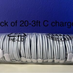 White USB-C Charging Cables - Pack of Multiple 20 3ft C chargers